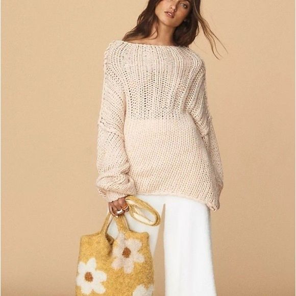 Free People Be There Pullover Cozy Sweater Cream - Picture 12 of 12